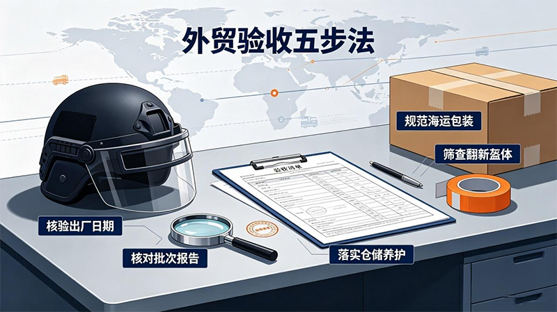 NIJ防弹头盔外贸采购五步核验流程，海外安防装备采购验收风控指南