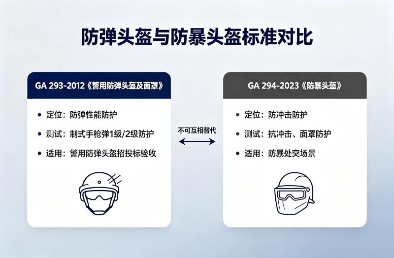 防弹头盔与防暴头盔标准对比