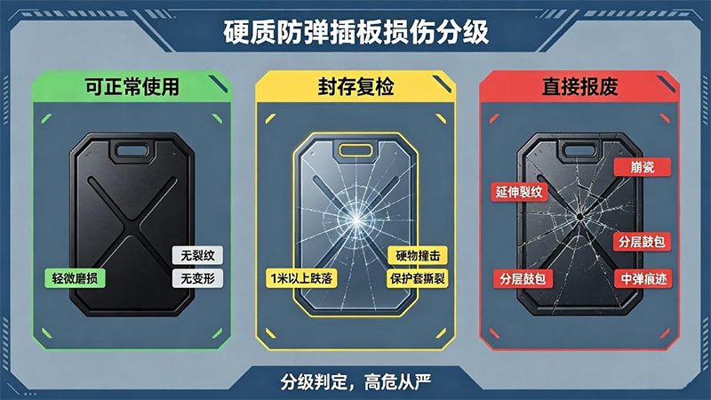 硬质防弹插板损伤分级
